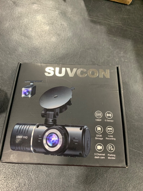 Photo 1 of Dash Cam Front and Rear, 1080P Dash Camera for Cars, 3 Channel Car Camera Front Rear and Inside with 32GB Card, Loop Recording, Night Vision, HDR, G-Sensor, 24Hr Parking