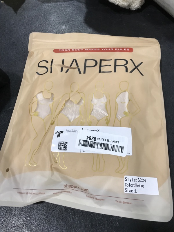 Photo 1 of SHAPERX Bodysuit for Women Tummy Control Shapewear Mid-Thigh Seamless Full Body Shaper, SZ6224-Beige-L