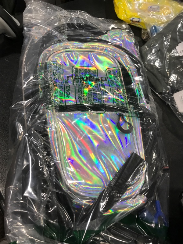 Photo 1 of Rave2o Anti Theft Rave Hydration Backpack 1.5L Insulated Bladder Hidden Pockets - Festival Hydration Pack Water Backpack for Festivals, Hiking, Running - Men Women Kids Hydro Pack - Holographic Silver