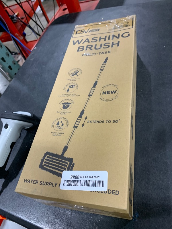 Photo 1 of DSV Standard Car Wash Brush with 50'' Long Handle, Car Cleaning Brush with Hose Attachment, Car Brushes for Washing 10'' Soft Bristles for Scratch-Free Cleaning Auto, Truck, Boat, Floor and More
