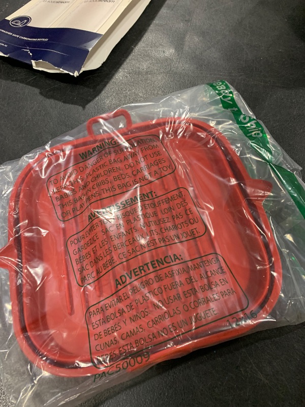 Photo 1 of Loveuing Silicone Air Fryer Liners Square - Reusable Airfryer Silicone Basket - Easy to Clean Air Fryers Silicone Pot for 5.8 to 8 Qt Air Fryer Baking Tray Oven Accessories, 8.5 Inch Large(Red)
