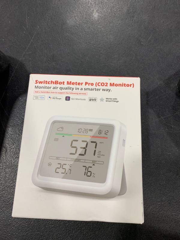 Photo 1 of SwitchBot Meter Pro CO2 Indoor Air Quality Monitor 5-in-1, CO2 Alarm, Large Display, Bluetooth Air Quality Tester for Home, Office, 2-Year Data Storage