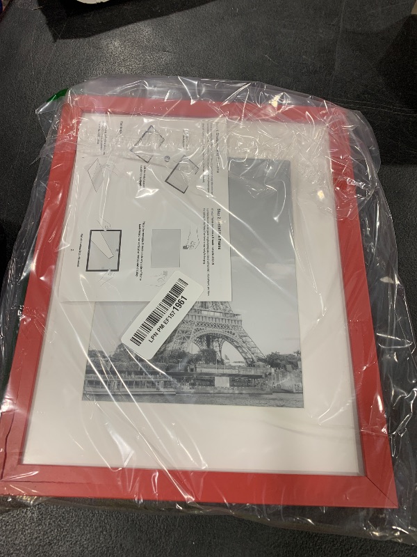 Photo 1 of upsimples 8.5 By 11 Picture Frame, Display Pictures 6x8 with Mat or 8.5 x 11 Without, Wall Hanging Photo Frames, Red, 1 Pack