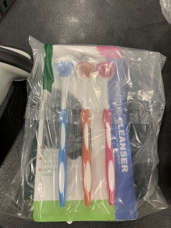 Photo 1 of Tongue Brush, Tongue Scraper, Tongue Cleaner Helps Fight Bad Breath, 3 Tongue Scrapers, 3 Pack (Blue & Orange & Red)