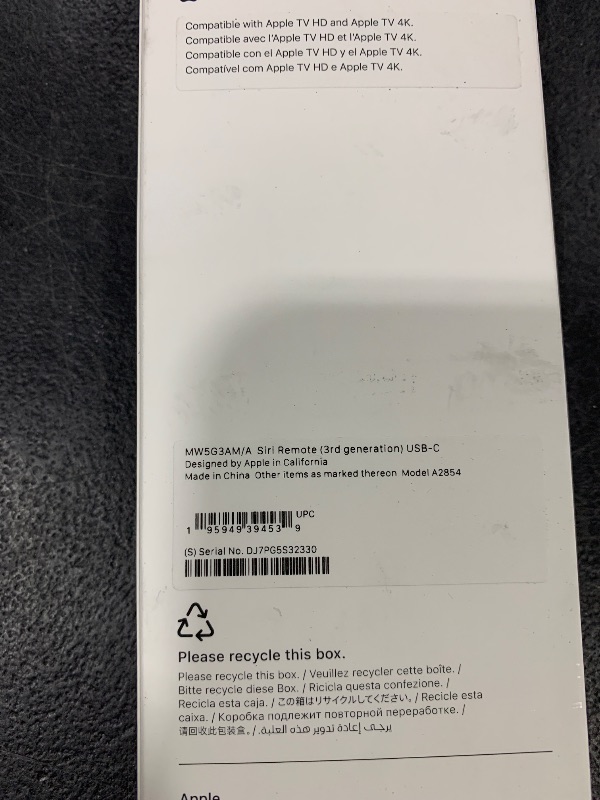 Photo 1 of Apple TV Siri Remote (3rd Generation)