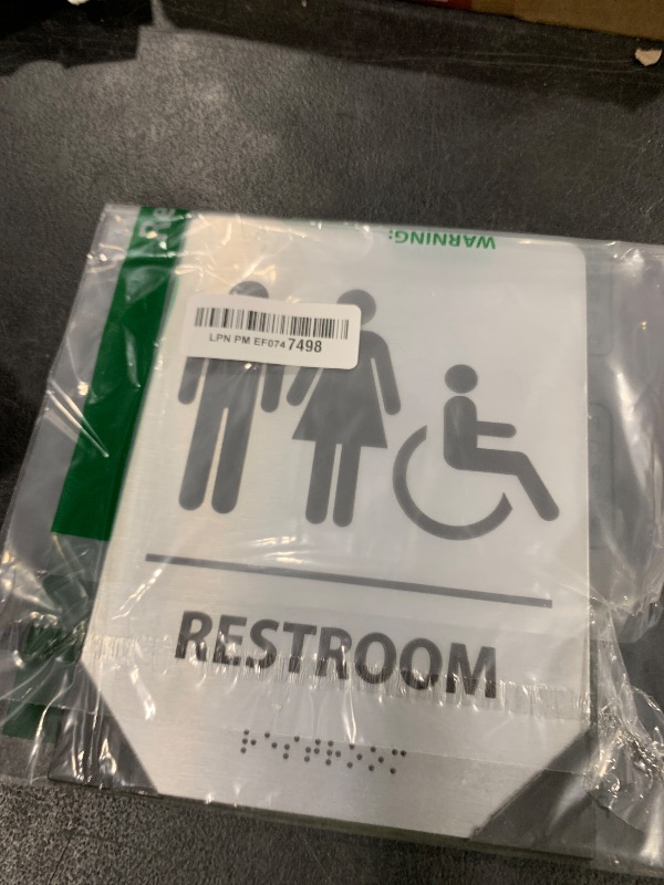 Photo 1 of ADA-Mark Modern Restroom Sign for Business - ADA Compliant Braille Bathroom Sign with Easy Installation - 6" W x 8" H