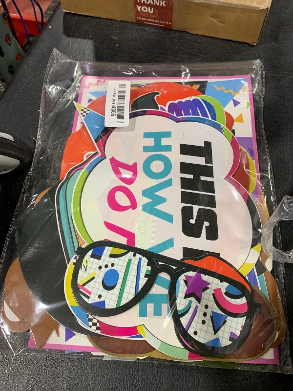 Photo 1 of Throwback 2000's and 1990s Photo Booth Prop Set - Funny 2000's and 90s Theme Party Decoration, Favors & Supplies Multi Colored