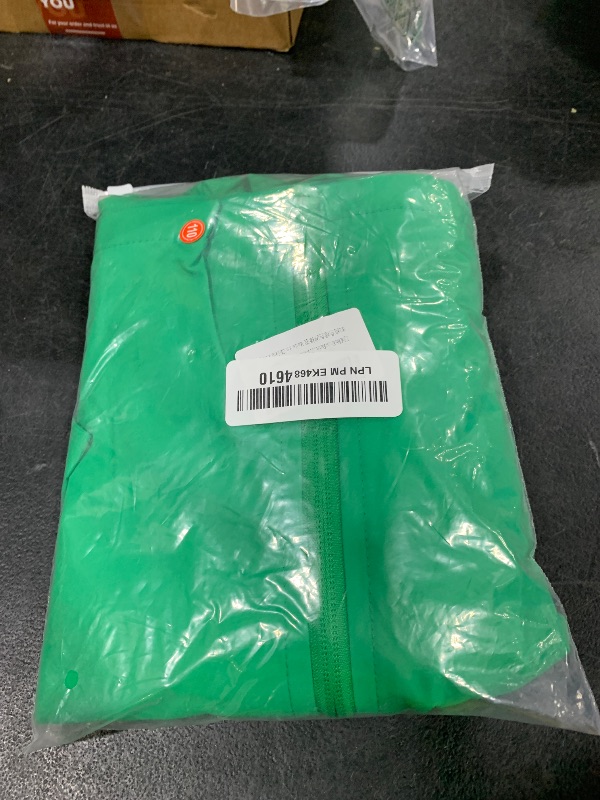 Photo 1 of IjnUhb Kids Rain Jacket Waterproof Raincoat with Removable Hood for Boys Girls Solid Green 4/5