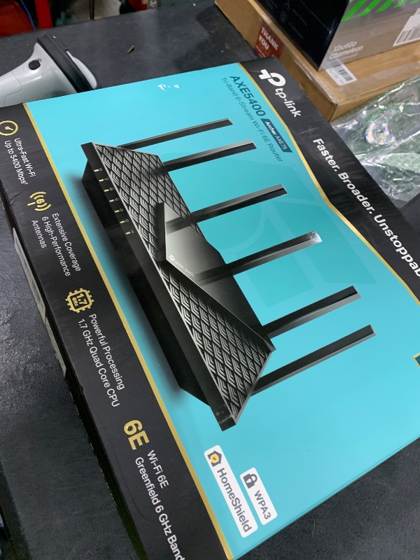 Photo 1 of TP-Link AXE5400 Tri-Band WiFi 6E Router (Archer AXE75)- Gigabit Wireless Internet Router, ax Router for Gaming, VPN Router, OneMesh, WPA3, Black