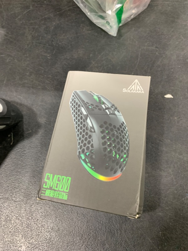 Photo 1 of SOLAKAKA SM600 White Wireless Gaming Mouse,8000 DPI Tri-Modes BT5.1/Type-C Wired/2.4G Wireless Mouse with 2 Side Buttons, Programmable Macro Gamer Mouse with RGB Light for Laptop/PC/Mac
