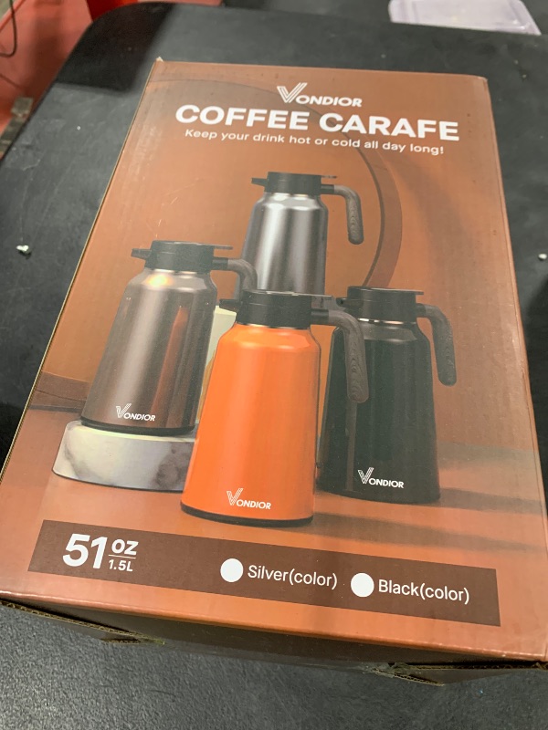 Photo 1 of Vondior Coffee Carafe 51oz - 36 Hours Thermal Coffee Thermos- Insulated 304 Stainless Steel Hot Beverage Dispenser - Coffee Carafes For Keeping Hot/Cold Coffee, Tea, Water, Drink Dispenser for Parties