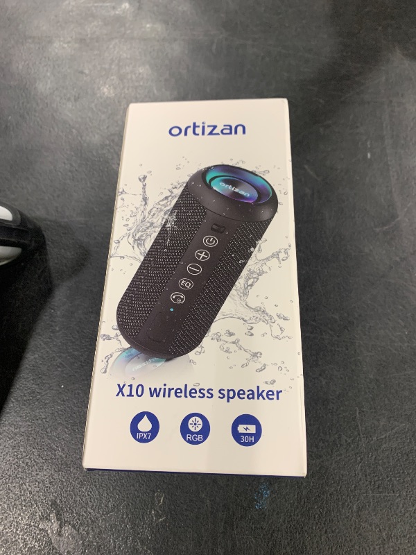 Photo 1 of Ortizan Portable Bluetooth Speaker: IPX7 Waterproof, 24W Loud Sound, Deep Bass, Bluetooth 5.3, LED Lights, Wireless Stereo Pairing, 30H Playtime, for Home/Outdoor/Party/Beach, Birthday Gift (Black)