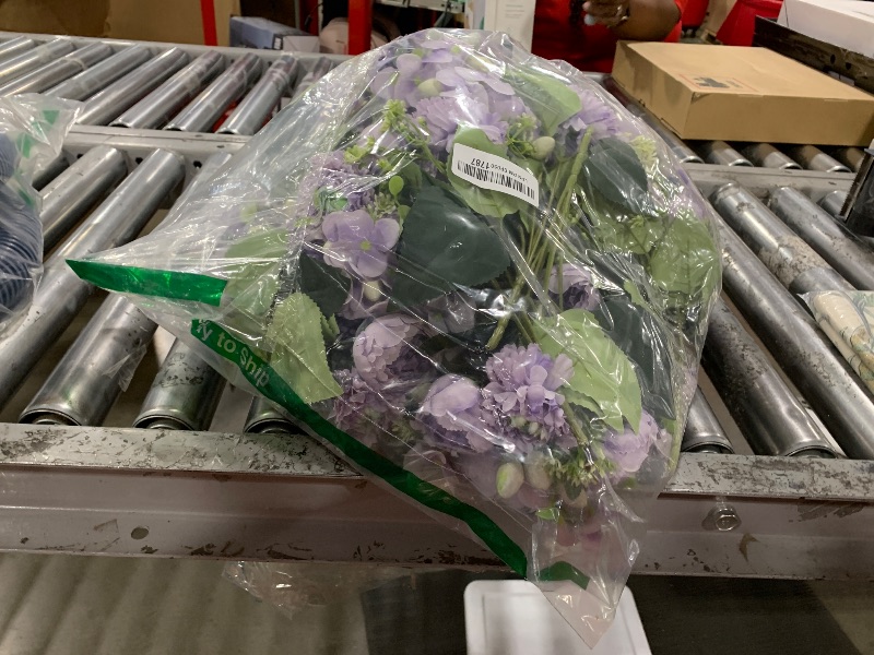 Photo 1 of Crowye 16 Bundles Artificial Peony Silk Flower Hydrangea Fake Peony Bouquet Elegant Faux Flowers with Stems for Wedding Table Centerpiece Party Home DIY Decoration (Purple)
