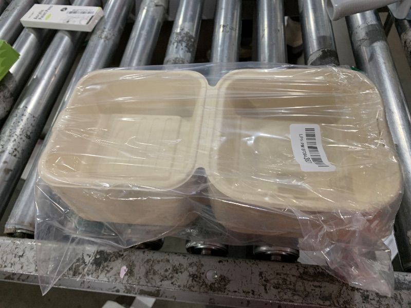 Photo 1 of [50 COUNT]Harvest Pack PFAS FREE 6 X 6" Compostable Square Hinged Container, Single Compartment Clamshell Takeout Box, Heavy-Duty Bagasse Food Container, Made from Eco-Friendly Plant Fibers