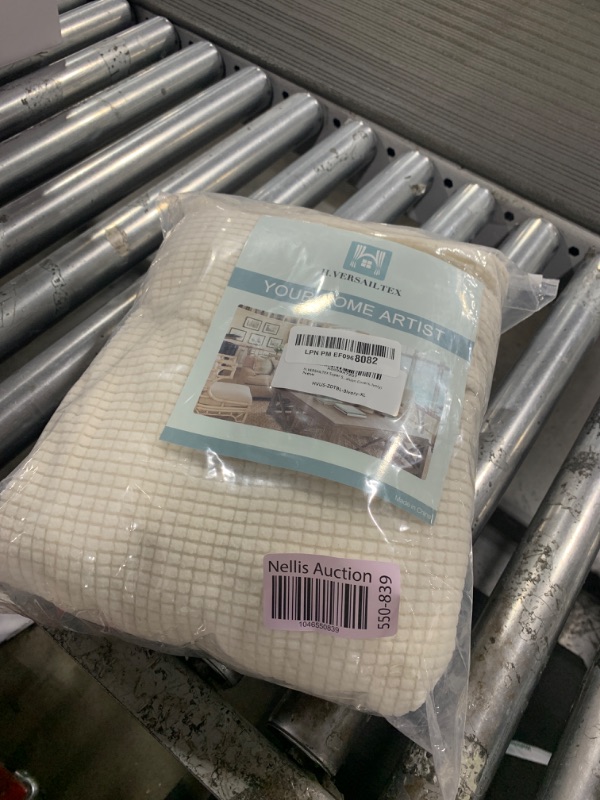 Photo 1 of H.VERSAILTEX Super Stretch Individual Seat Cushion Covers - Sofa & Couch Cushion Slipcover Sets - Thick Jacquard Textured Twill Fabric (3 Piece XL, Ivory)