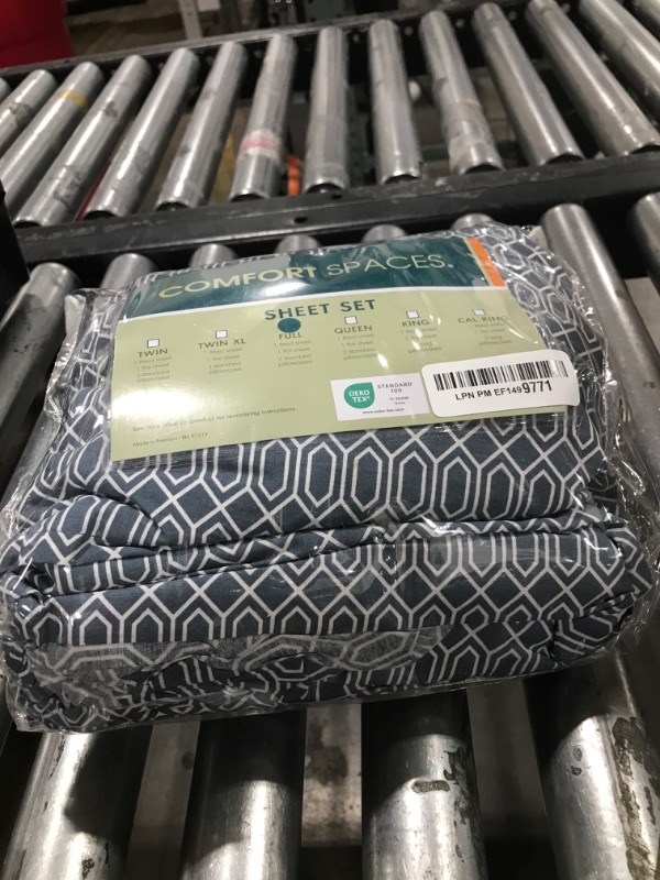 Photo 1 of Comfort Spaces 100% Cotton Sheets Full, Breathable, Naturally Cool Cotton Sheets, Soft Cotton Bed Sheets with 14" Elastic Pocket Fits up to 16" Mattress, All Seasons Sheet Set, Diamond Blue 4 Piece