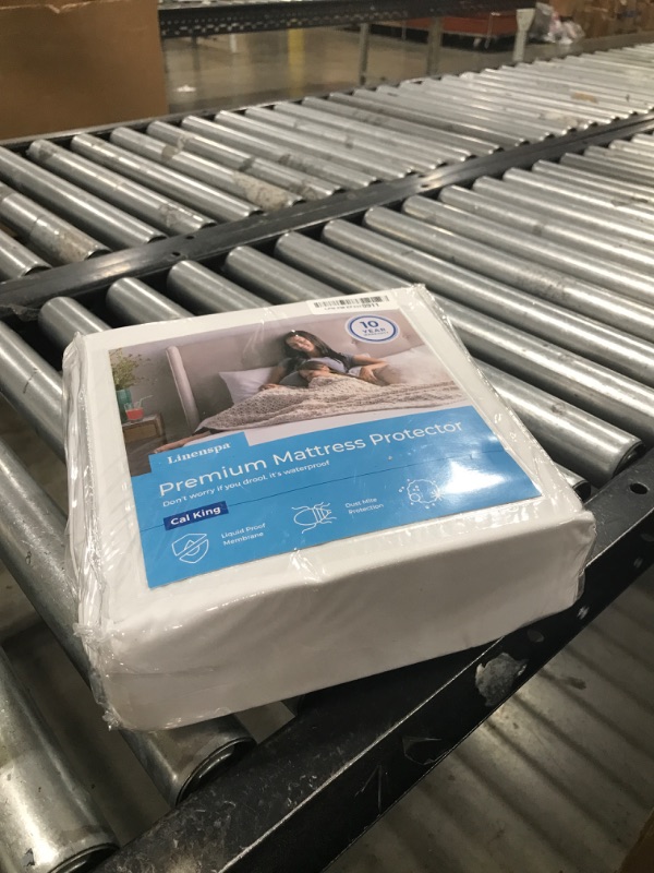 Photo 1 of LINENSPA Premium Waterproof Mattress Protector, California King Size | Breathable | Fitted Sheet Style | Machine Washable & Dryer Safe | Mattress Protector for Kids, Teens, and Adults, White
