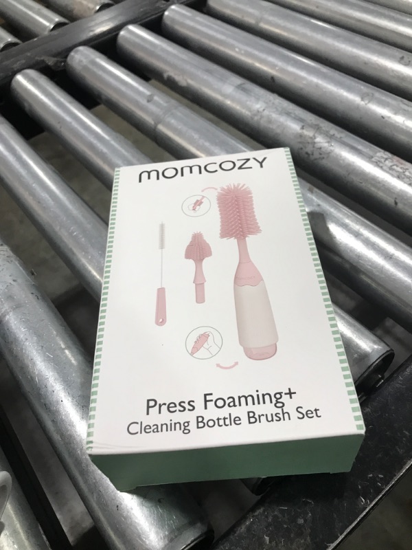 Photo 1 of Momcozy Bottle Brush Kit, Innovative Push-Press Design for Better Cleaning - Baby Bottle Cleaner Brush for Baby Bottle, Breast Pumps, Nipples, and More - Can Generate Foam for Better Cleaning, Pink