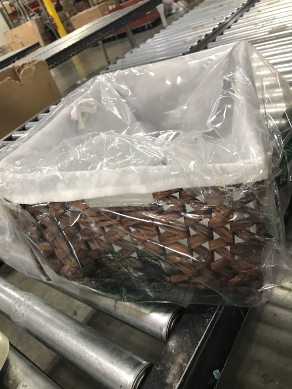 Photo 1 of Rectangular Woven Seagrass Storage Bin with Handle,Kingwillow. (water hyacinth, Large)