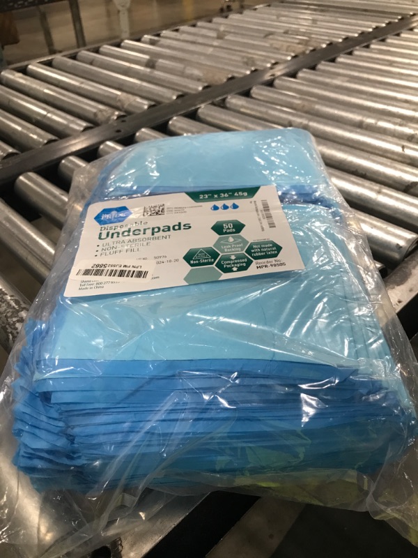 Photo 1 of MED PRIDE Disposable Chux Pads 23in X 36in, Super Absorbent Bed Pads for Incontinence, Underpads for Adults, Kids, Pets (50 Count (Pack of 1) Blue/White)