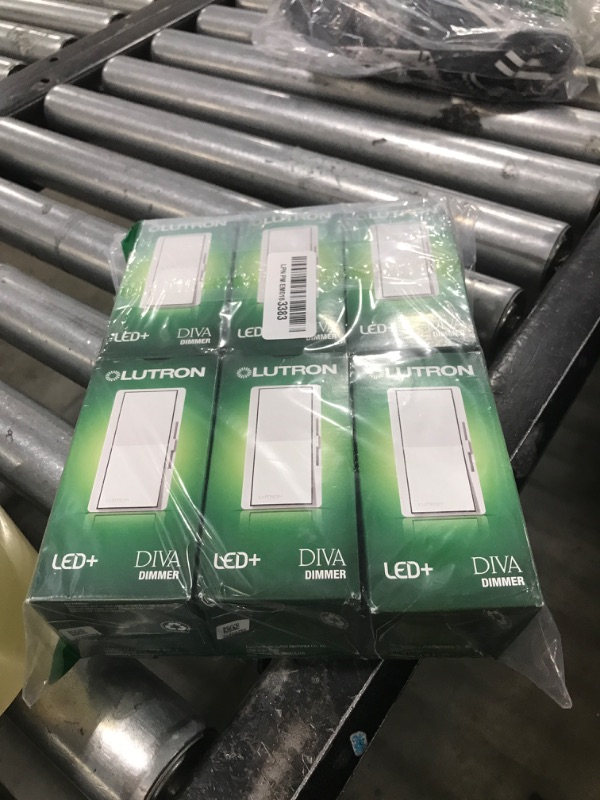 Photo 1 of Lutron Diva LED+ Dimmer Switch for Dimmable LED, Halogen and Incandescent Bulbs, 150 Watt, Single-Pole or 3-Way, DVCL-153P-WH-6, White, 6 Pack