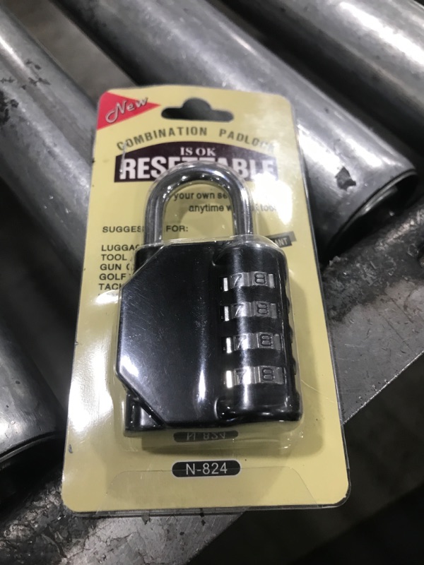 Photo 1 of SUTOUG Combination Lock Waterproof 4 Digit Padlocks with Combination Code, Zinc Alloy Combination Lock for Door, Tool Boxes, Schools, Gym, Garden, Fences, Reel Cabinet & Storage, Black (1PCS)