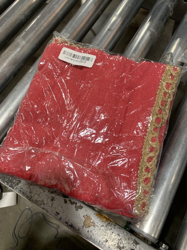Photo 1 of Phantoscope Pack of 2 Farmhouse Decorative Solid Throw Decorative Pillow Cover Burlap Linen Pillow Covers Trimmed Tailored Edges Red 18 x 18 inches, 45 x 45 cm