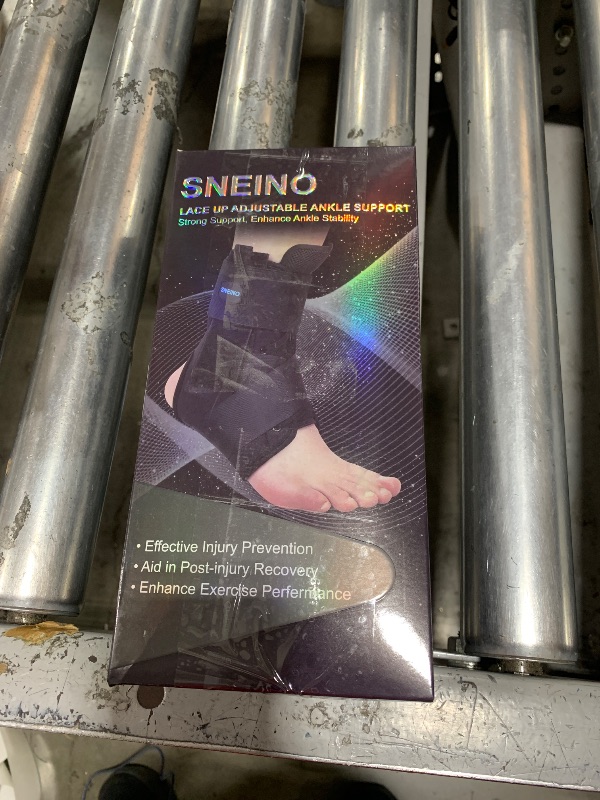 Photo 1 of SNEINO Ankle Brace for Women & Men - Ankle Brace for Sprained Ankle, Ankle Support Brace for Achilles, Tendon, Sprain, Injury Recovery, Lace up Ankle Brace for Running, Basketball, Volleyball (Large)