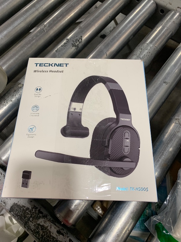 Photo 1 of TECKNET Trucker Bluetooth Headset, AI Noise Canceling 70h Wireless Headphones Bluetooth with Microphone & Dongle, ENC Headset with Mute for PC Phone Laptop Office Home, All Day Comfort