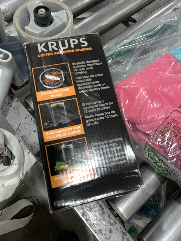 Photo 1 of KRUPS Precision Electric Coffee Grinders: 3 oz Capacity, 200W Motor, Stainless Steel Blades for Uniform Grinding of Coffee Beans, Herbs, Nuts, and Spice Grinder (Black)