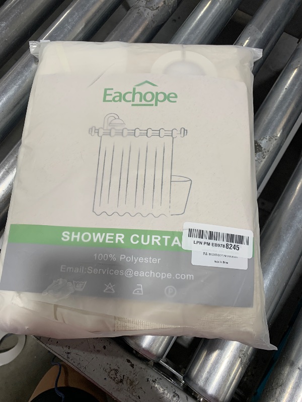 Photo 1 of Eachope No Hooks Polyester Textured Shower Curtain with Snap-in Fabric Liner Set, Hotel Luxury Decor Shower Curtains for Bathroom with See Through Top Window, Waterproof & Washable, 71Wx74H, Cream