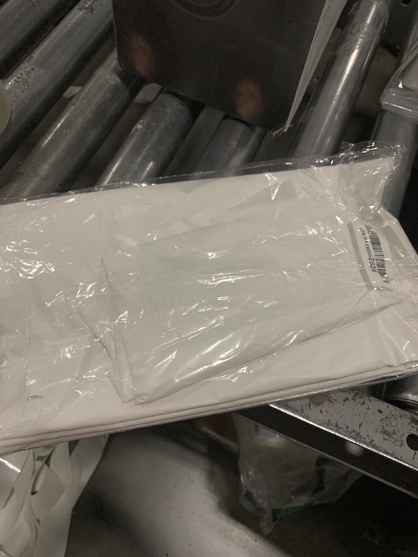 Photo 1 of Niuara White Plastic Table Cloth Rectangle Table 4 Pack, 54''×108'' Tablecloth for 6ft Tables, Table Cloth for Disposable Use, Table Cover for Holiday Party, Gathering