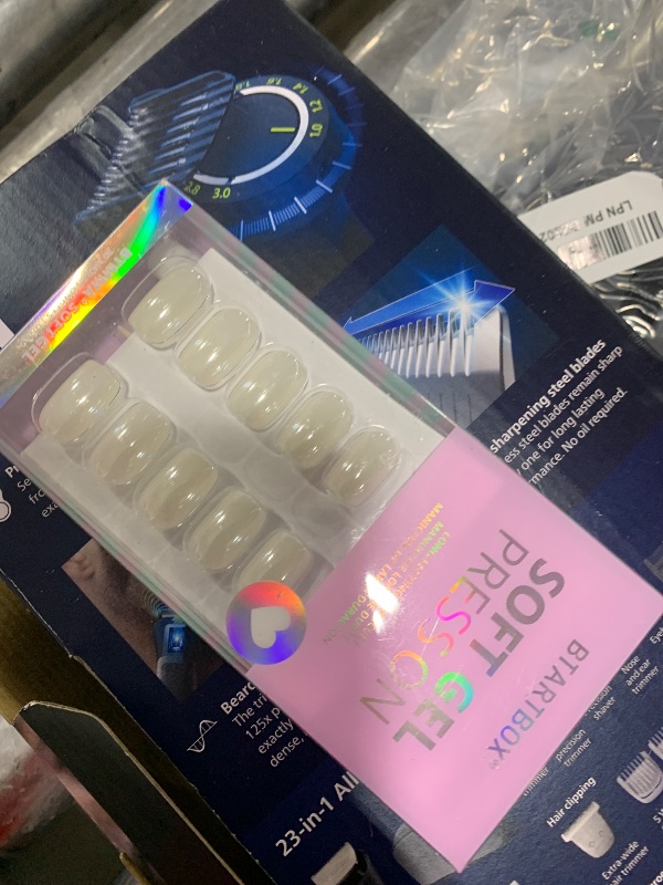 Photo 1 of BTArtbox Press On Nails Short - White Soft Gel Press On Nails, Square Chrome Nail Tips Glue On Nails, Reusable Stick On Nails in 15 Sizes - 30 Soft Gel Fake Nails Kit, Vanilla Glazed