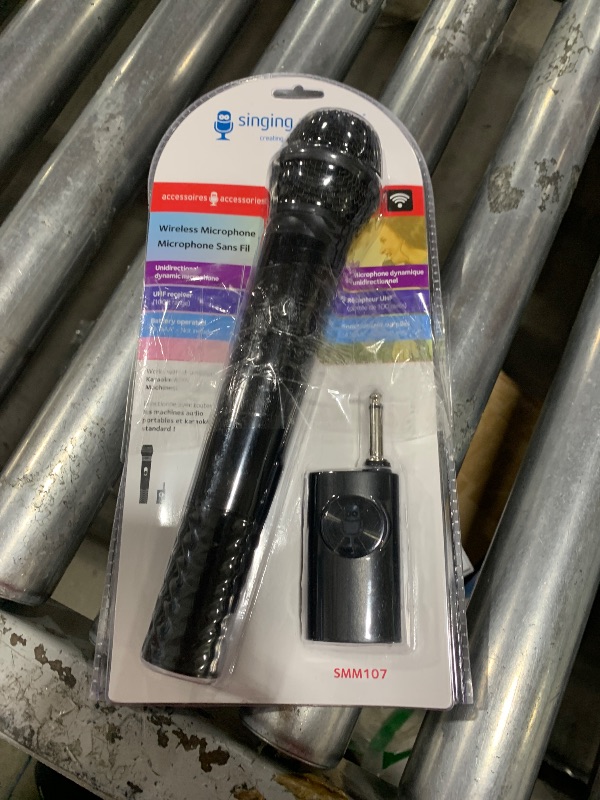 Photo 1 of Singing Machine Portable Wireless Microphone (Black) - Premium Unidirectional UHF Wireless Mic for Singing, Speeches & Events - Cordless Mic Compatible with Karaoke Machines, PA Systems & More