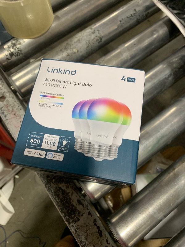 Photo 1 of Linkind Smart Light Bulbs, Smart Bulb That Work with Alexa & Google Home, LED Light Bulbs Color Changing, 104 Preset Scene, Music Sync, A19 E26 2.4GHz RGBTW WiFi Bluetooth Light Bulb 60W, 800LM, 4Pack