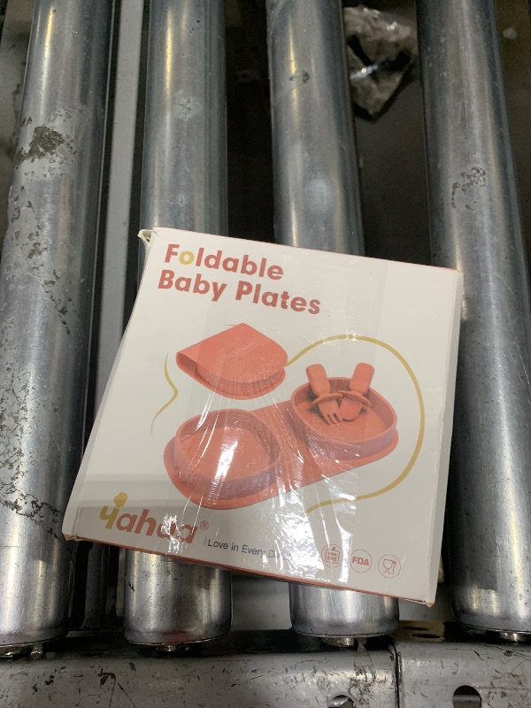 Photo 1 of yahaa Toddler Plates Travel Essential on the go,Baby Plates with Forks and Spoons Self Feeding 6 months,Foldable,Silicone,BPA Free,Watermelon