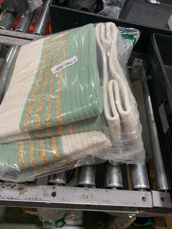 Photo 1 of UBBCARE 4 Pack Baskets for Organizing, Woven Storage Baskets for Toys and Towel, Rectangle Cotton Rope Basket with Handles, 14''L x 8''W x9''H, Green