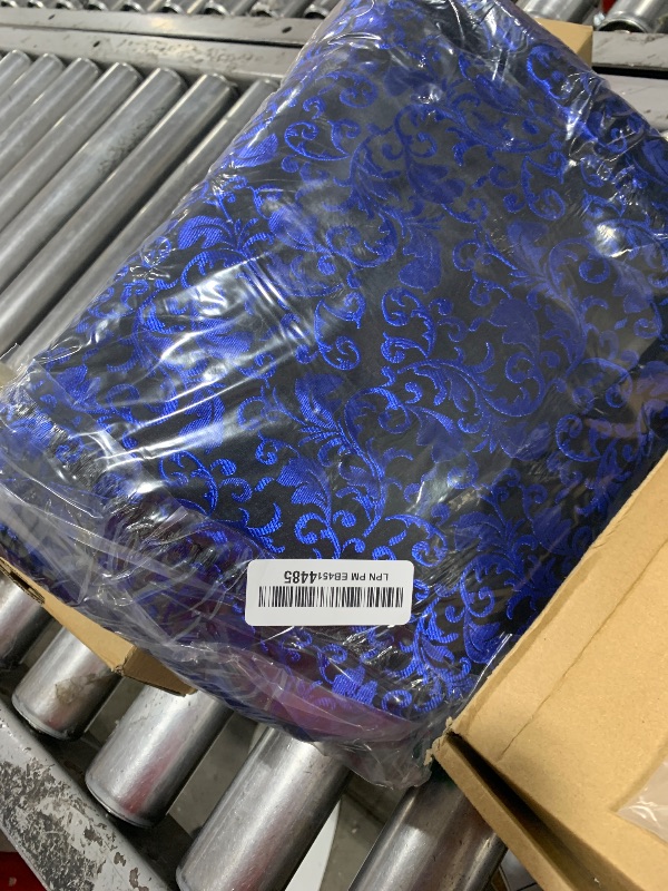 Photo 1 of LiveZou Mens Suit Slim Fit Shawl Lapel Tuxedo for Daily Business Wedding Prom Party 2 Pieces Blue Floral Suits Men (Suit Jacket + Pants) Size XXL