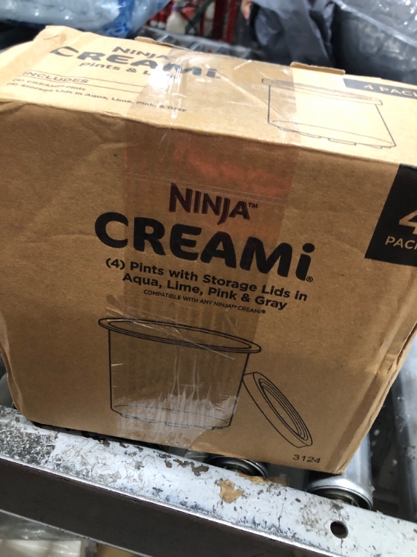 Photo 1 of Ninja Creami Pints 4 Pack, Compatible with NC299AMZ & NC300s Series Creami Ice Cream Makers, Genuine Ninja Pint, BPA-Free & Dishwasher Safe, Color Lids, Clear/Grey/Lime/Pink/Aqua, XSKPLD4BCD?