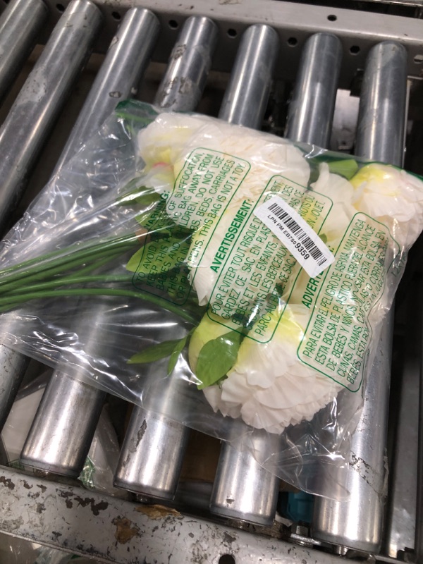 Photo 1 of 2 Bunches Artificial Peonies, 10 Heads Silk Peony Fake Flower Bouquets for Wedding Home Office Party Hotel Decor, Table Centerpieces, Floral Arrangements, Cream White - NO VASE