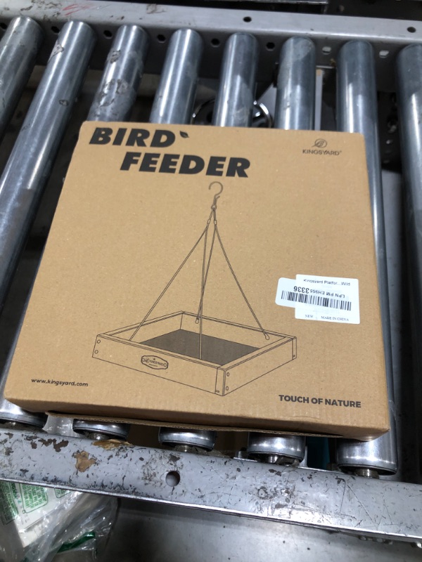 Photo 1 of Kingsyard Platform Mealworm Bird Feeder for Outside, Recycled Plastic Hanging Tray Bird Feeders with Large Capacity 3.5 lbs, Premium Quality & Durable, Great for Attracting Wild Birds, Brown