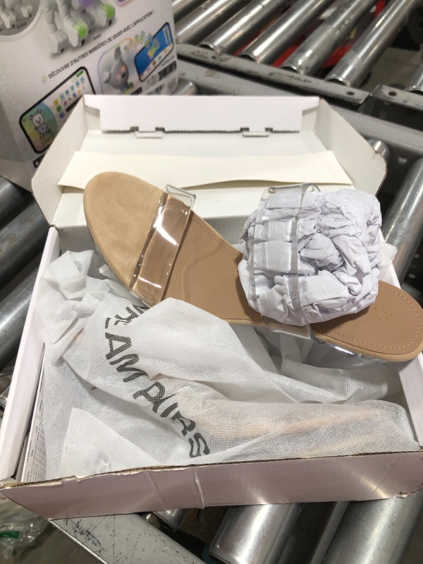Photo 1 of SIZE 10 DREAM PAIRS Women's Clear Two Strap Open Toe High Block Chunky Slip on Dress Heel Sandals,Size 10,Nude/Clear,DHS217