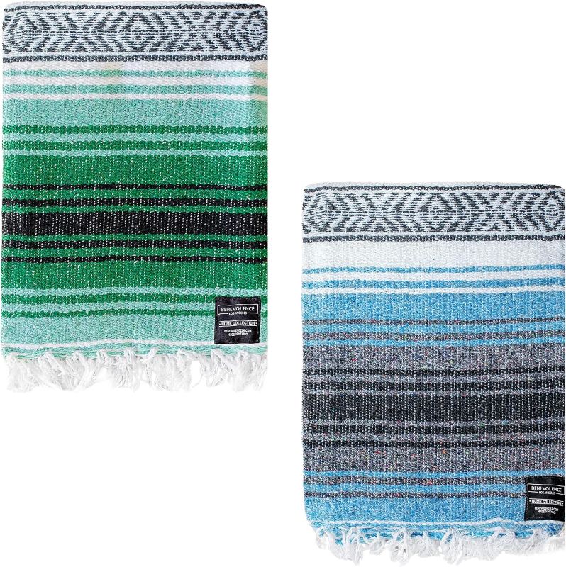 Photo 1 of Benevolence LA Authentic Handwoven Mexican Blanket | Yoga Blankets, Outdoor, Picnic, Beach, Camping | Equestrian Saddle | Serape 50x70 inches
