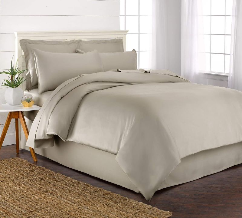 Photo 1 of Queen Duvet Cover by Pure Bamboo, 3 Piece Set, Genuine 100% Organic Viscose Derived from Bamboo, Luxuriously Soft and Cooling, 2 Pillowcases (Queen, Sand)
