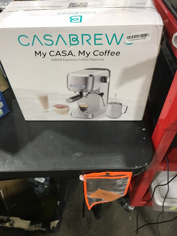 Photo 1 of CASABREWS 3700 Essential Espresso Machine 20 Bar, Stainless Steel Cappuccino & Latte Machine with Steam Frother for Home, 43.9oz Water Tank, Silver