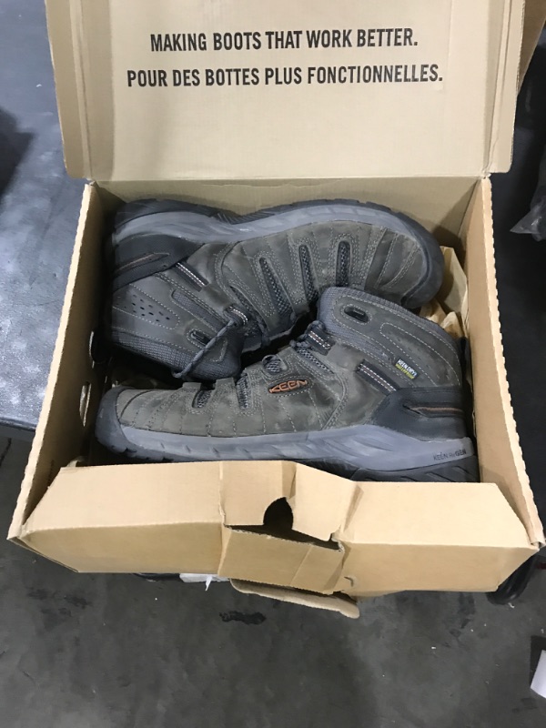 Photo 1 of KEEN Utility Men's Flint 2 Mid Height Soft Toe Waterproof Non Slip Work Boots, Steel Grey/Tortoise Shell, 10.5