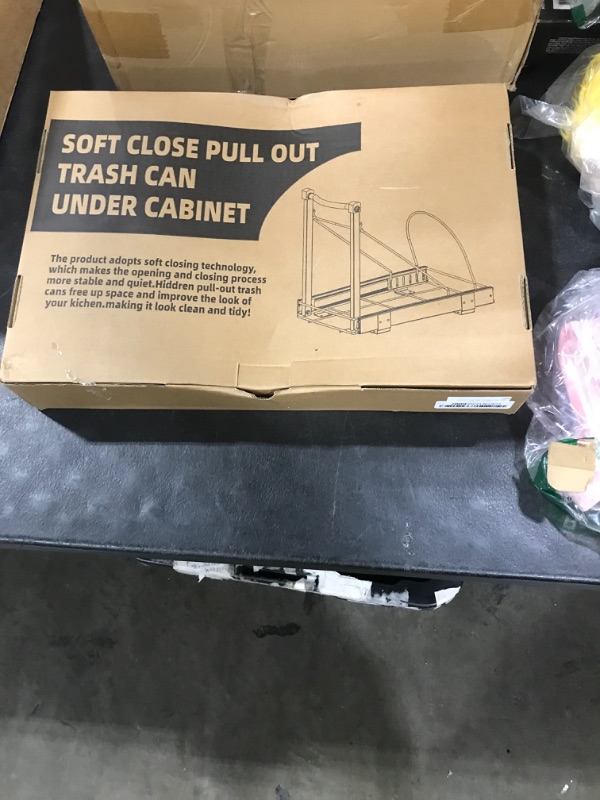 Photo 1 of Adjustable Under Cabinet Trash Can Organizer with Soft Close Rail - Heavy Duty Black Steel Under Sink Pull-Out Organizer, Fits 7-13 Gallon, Up to 125 lbs Capacity (Trash Can Not Included)
