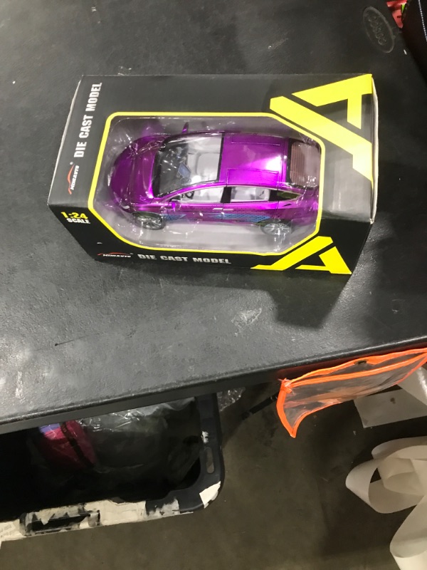 Photo 1 of 1/24 Scale Diecast Car Model X, Alloy Diecast Toy Cars Pull Back Toys with Sound & Light, Vehicles Toys for Kids Gift Car Lovers Collection (1/24 Model X -Purple)