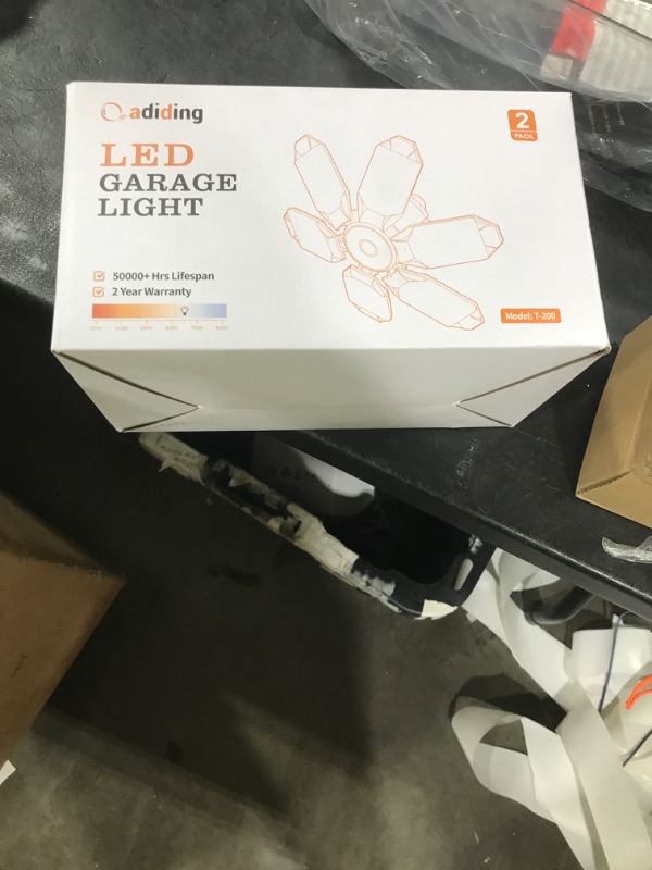 Photo 1 of Adidign LED Garage Light 2 Pack, Super Bright 20000Lm Basement Ceiling Lighting w/ 6+1 Deformable Panels Screw in E26 Bulb Base Socket for Workshop Attic Warehouse Utility Laundry Storage Area