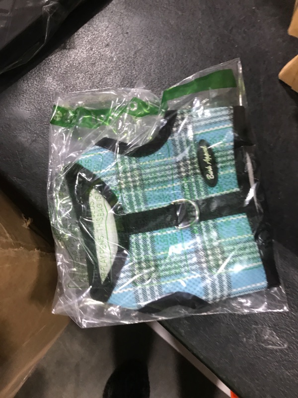 Photo 1 of Bark Appeal Blue Plaid Wrap N Go Dog Harness for Small-Medium Pets – Soft Solid Mesh Vest Harness for Dogs, Puppies, Kittens & Cats – Easy Buckle-Free Design for a Comfortable Fit – Medium